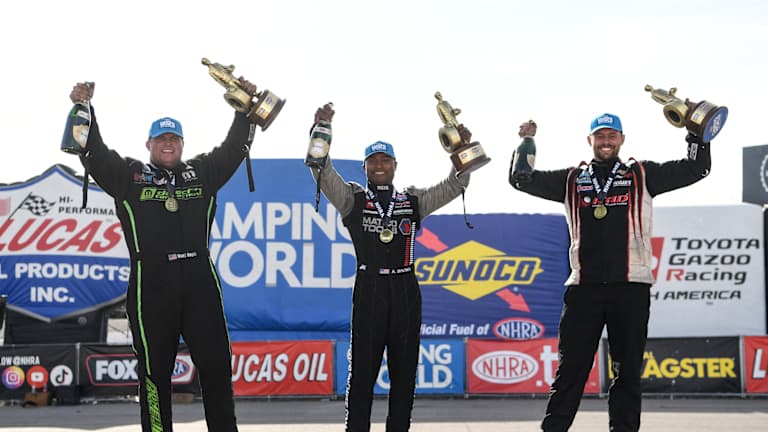 Brown, Hagan, Glenn earn wins in NHRA 4-Wide Nationals in Las Vegas, see videos!